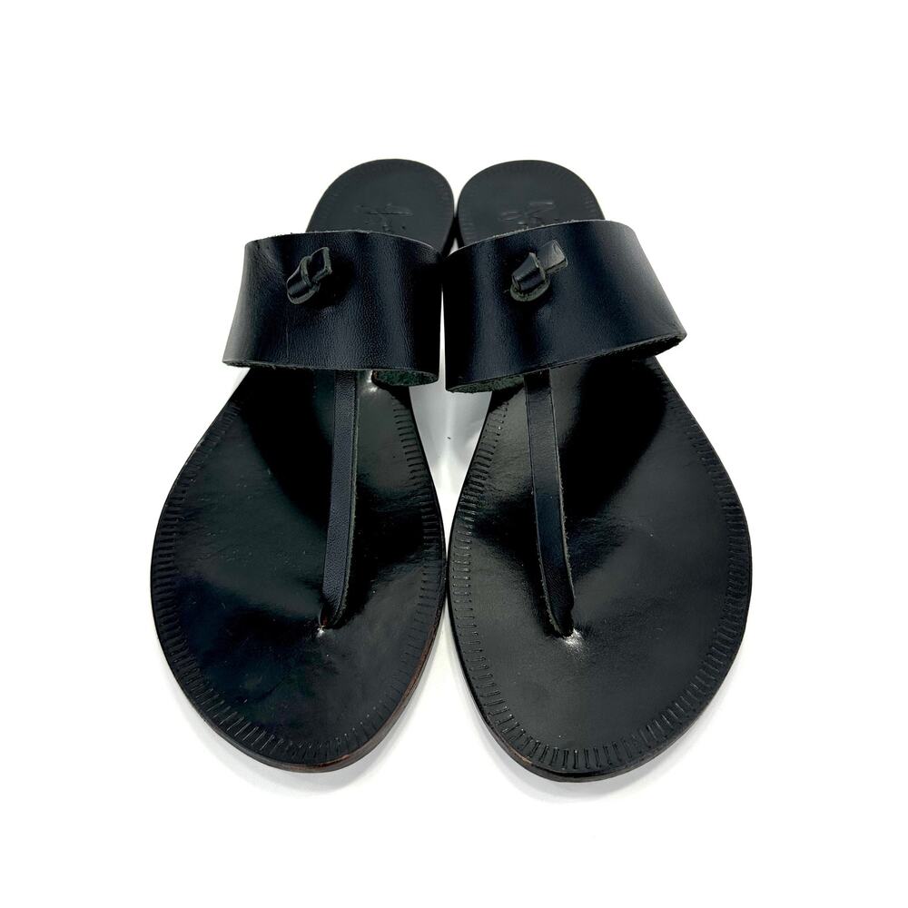 Joie A La Plage Women Flat Sandal Size 9/39 Black Leather Thong-Toe Flip Flops - Picture 5 of 13